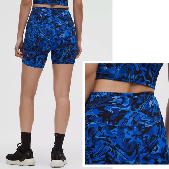 New LULULEMON Fast and Free 6" Short Flower Meld Galactic Cobalt Pockets Women 4 - Picture 10 of 16